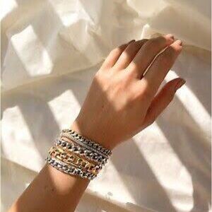 Jenny Bird Austin Cuff Mixed Metal Stacked Layered Chain Bracelet